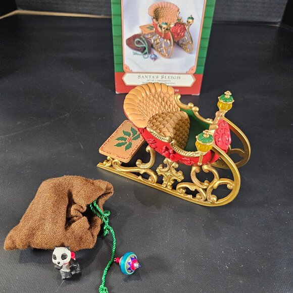 2001 Hallmark Keepsake Ornament Santa Sleigh Set Of 2 Ornaments NIB - Picture 5 of 16